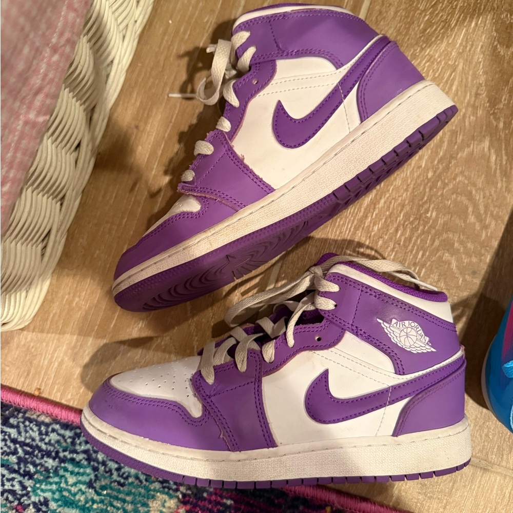Nike Purple and White High-Top Sneakers